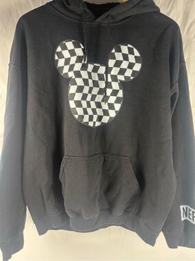 Neff/ Disney Black Pullover Hoodie with Checkerboard Mickey Mouse Graphic